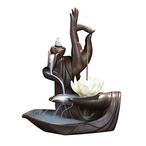 Lotus Rückfluss-Räuchergefäß Wasserfall-Keramik-Räucherstäbchenhalter, Räucherkegel, Halter, Heimdekoration, Geschenke, mit 120 Räucherkegeln von XUDREZ