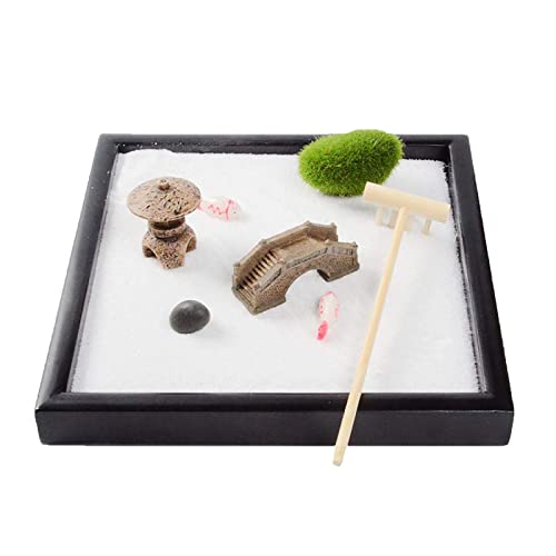 Mini Zen Garten Sand Zen Garten Zubehör Naturstein Ornament für Haus und Büro Dekoration (Zen Garten Dekor D) von XUDREZ