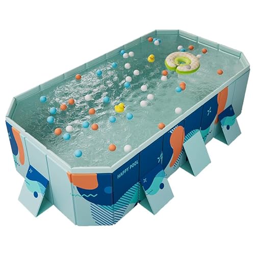 XUDREZ Faltbarer Pool Rechteckig, Mega Faltbarer Nicht Aufblasbarer Familienpool, Schwimmfest Der Göttin, Erwachsene Gartenschwimmbad, Familientreffen im Sommerpool, Blau 100,78" x 65,74" x 19,68" von XUDREZ