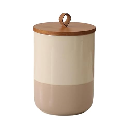 XUDREZ Vorratsbehälter Keramik Mit Luftdichten Deckel, Küchen Aufbewahrung Dosen Salzdose Für Kaffee Zucker Tee Müsli Mehl, Gewürzeluftdicht Rund Mit Schlüsselband (S 1 PC) von XUDREZ