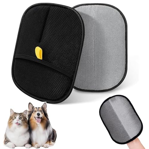 2 Stück Pet Hair Remover Glove,Wiederverwendbare Fellpflegehandschuhe für Haustiere, Fellmagnet Katzen Hunde, Für Glattes und Gesundes Fell, Static Removal Gloves for Clothes,zur Fellpflege im Alltag von XUDUOO