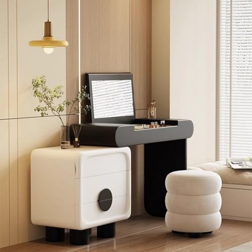 XUEBMA Kleiner Schminktisch Mit Geräuscharmer Schublade,Samthocker Für Babys Wendbarer Spiegel Vielseitig Einsetzbar Für Büro Und Schminken Hochwertiges Zuhause von XUEBMA