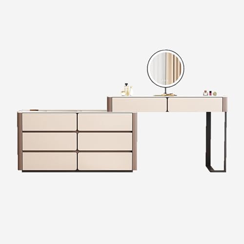 XUEBMA Minimalistischer Schminktisch,120 cm Breit Eichenholz & Weiß Klare Linien Für Nordische Wohnwelten(100cmx40x76cm) von XUEBMA