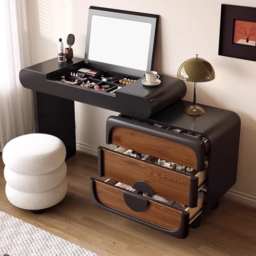 XUEBMA Mobiler Schminktisch Mit Rollen Und Um 90° Drehbarem Spiegel Für Vielseitiges Schminken Und Freie Platzierung Auf Tischen Und Schränken(80cmx40cmx75cm) von XUEBMA
