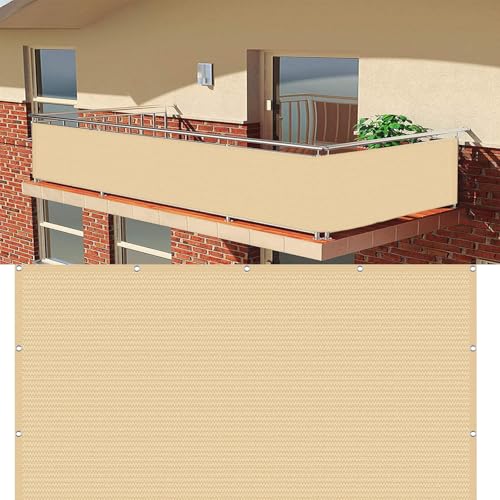 Balkon Balkonumrandung Windschutz 80 x 170 cm Wetterbeständiges Und Pflegeleichtes, in Div. Größen & Farben Balkonsichtschutz für Balkongeländer, Sandgelb Balkon Balkonumrandung Windschutz 80 x 170 cm Wetterbeständiges Und Pflegeleichtes, in Div. Größen & Farben Balkonsichtschutz für Balkongeländer, Sandgelb von XUEDNGM