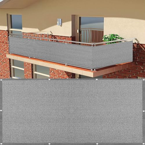Balkon Sichtschutz 70 x 380 cm Balkonverkleidung Ohne Bohren Blickdichte Wind Uv-Schutz Sichtschutz für Balkon für Balkongeländer, Hellgrau Balkon Sichtschutz 70 x 380 cm Balkonverkleidung Ohne Bohren Blickdichte Wind Uv-Schutz Sichtschutz für Balkon für Balkongeländer, Hellgrau von XUEDNGM