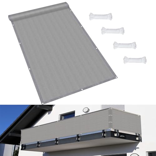 Balkon Sichtschutz Atmungsaktiv 125 x 550 cm Wetterbeständiges Und Pflegeleichtes, in Div. Größen & Farben Balkon-Sichtschutz für Balkon Terrasse, Grau von XUEDNGM