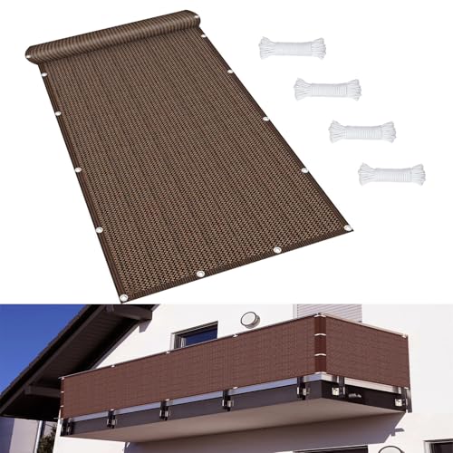 Balkon Sichtschutz Atmungsaktiv 65 x 430 cm Wetterbeständiges Und Pflegeleichtes, in Div. Größen & Farben Balkon-Sichtschutz für Balkon Terrasse, Braun von XUEDNGM
