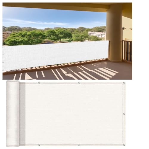 Balkon Sichtschutz Blickdicht 105 x 580 cm Balkonverkleidung Ohne Bohren Blickdichte Wind Uv-Schutz Outdoor Sichtschutz für Balkongeländer, Weiß Balkon Sichtschutz Blickdicht 105 x 580 cm Balkonverkleidung Ohne Bohren Blickdichte Wind Uv-Schutz Outdoor Sichtschutz für Balkongeländer, Weiß von XUEDNGM