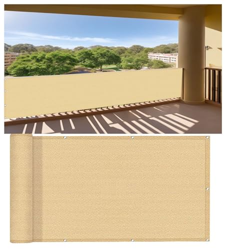 Balkon Sichtschutz Blickdicht 75 x 730 cm Balkonverkleidung Ohne Bohren Blickdichte Wind Uv-Schutz Outdoor Sichtschutz für Balkongeländer, Sandgelb Balkon Sichtschutz Blickdicht 75 x 730 cm Balkonverkleidung Ohne Bohren Blickdichte Wind Uv-Schutz Outdoor Sichtschutz für Balkongeländer, Sandgelb von XUEDNGM