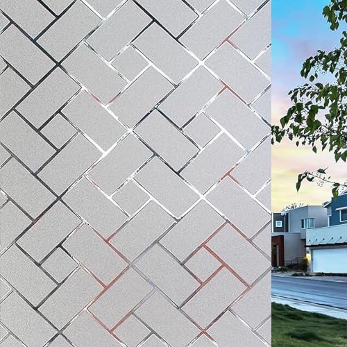 Fensterfolie Blickdicht Selbstklebend 65 x 200 cm Sichtschutzfolie Fenster Selbstklebend Statisch Haftend, Kein Kleber, Blickdicht, Wiederverwendbar, für Zuhause, Gitter von XUEDNGM