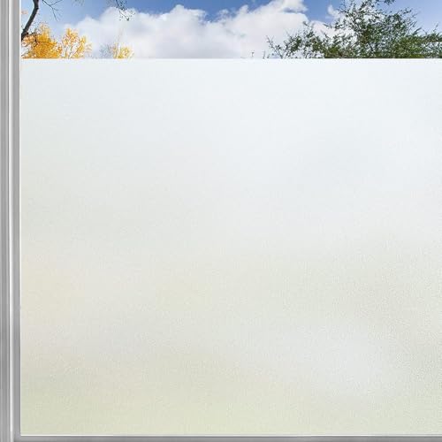 Milchglasfolie Selbstklebend Fenster 100 x 220 cm Statisch Haftend Blickschutz Klebefolie Statisch Haftend, Kein Kleber, Blickdicht, Wiederverwendbar, für Zuhause, Rein matt von XUEDNGM