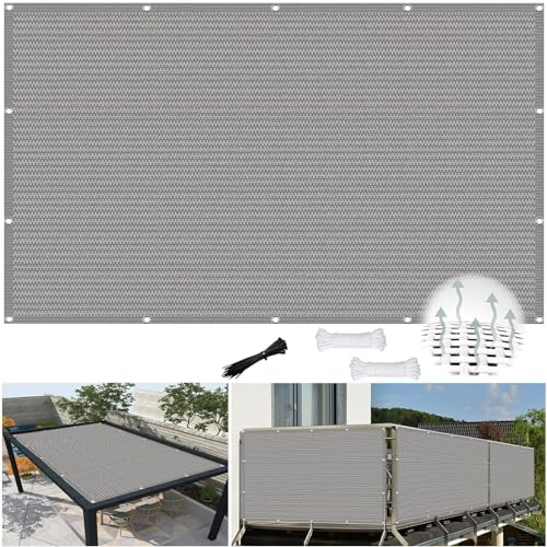 Schattiernetz 1 x 2.4 m Sonnenschutz Leicht Und Haltbarkeit Sonnensegel Sonnenschutz mit Ösen Und Kordel für Gewächshaus,Pflanzen, Hellgrau von XUEDNGM