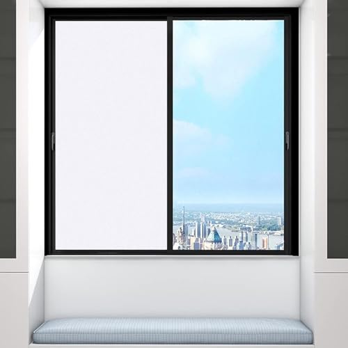 Sichtschutzfolie Selbstklebend Statische Folie 55 x 300 cm Selbsthaftend Statische Sichtschutzfolie Statisch Haftend, Kein Kleber, Blickdicht, Wiederverwendbar, für Zuhause, weiß matt von XUEDNGM