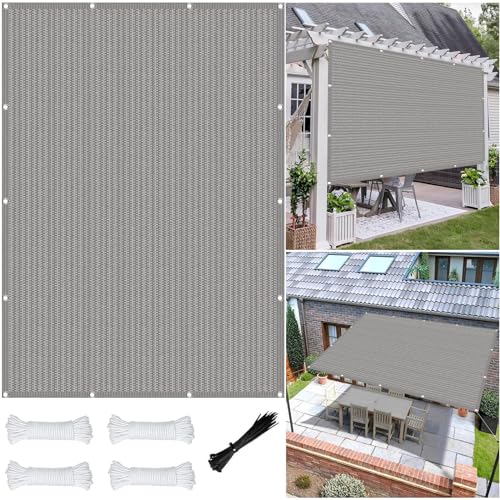Sonnensegel Sonnenschutz 3.3 x 6 m Premium HDPE Wetterbeständig Atmungsaktiv Sonnensegel Quadrat Sonnenschutz mit Ösen Und Kordel für Außenbereiche Wie Garten, Hellgrau von XUEDNGM