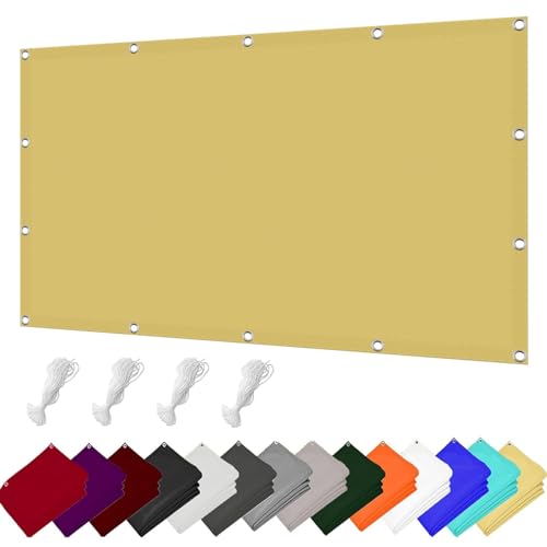 Sonnensegel Wasserdicht Rechteckig 230 x 330 cm Sonnenschutz UV Schutz Windschutz, mit Seil Windschutz Überdachung Plane Terrassenschattenabdeckung, Für Balkon Garten, Sandgelb von XUEDNGM