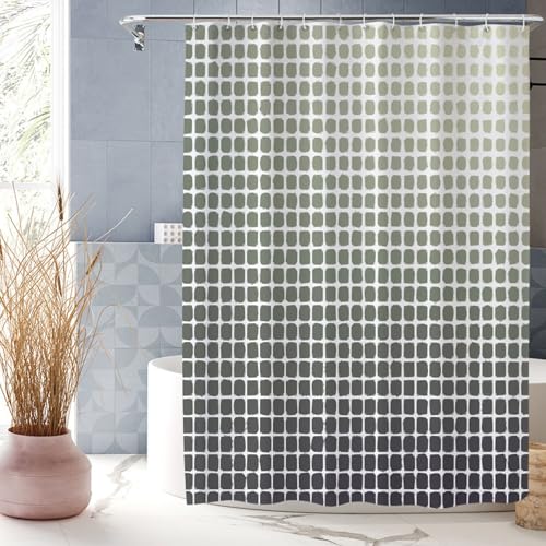XUEDNGM Badewanne Vorhang 100 x 140 cm Anpassbar, Beschwerter Saum, Antischimmel, Waschbar, mit Haken Anti-Schimmel Badvorhang Textil Duschvorhänge, mehrfarbiges Raster von XUEDNGM