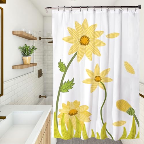 XUEDNGM Badewanne Vorhang 120 x 145 cm Anpassbar, Wasserdicht Waschbar Antischimmel, Hochwertig, mit Haken Textil Shower Curtains Waschbarer Duschvorhang, gelbe Blume XUEDNGM Badewanne Vorhang 120 x 145 cm Anpassbar, Wasserdicht Waschbar Antischimmel, Hochwertig, mit Haken Textil Shower Curtains Waschbarer Duschvorhang, gelbe Blume von XUEDNGM