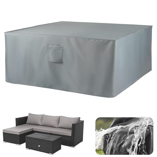 XUEDNGM Gartenmöbel Abdeckung wasserdichte Gartentisch Abdeckung 120 x 60 x 80 cm 420D, Regen Staubfest, mit Belüftung Wasserdicht Abdeckplane Gartenmöbel Loungemöbel Schutzhülle, Grau von XUEDNGM