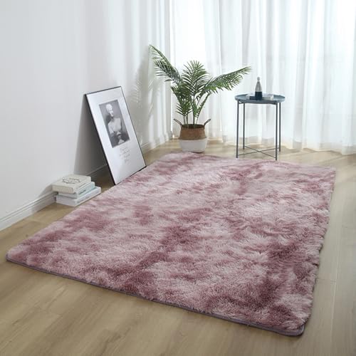XUEDNGM Hochflor Teppich Wohnzimmer 107 x 120 cm Moderner Und Weicher Teppich Langflor Teppiche Waschbar Bis 30 Grad, Super Soft, Anti-Rutsch, Flauschig für Wohn Schlafzimmer, lila rosa XUEDNGM Hochflor Teppich Wohnzimmer 107 x 120 cm Moderner Und Weicher Teppich Langflor Teppiche Waschbar Bis 30 Grad, Super Soft, Anti-Rutsch, Flauschig für Wohn Schlafzimmer, lila rosa von XUEDNGM