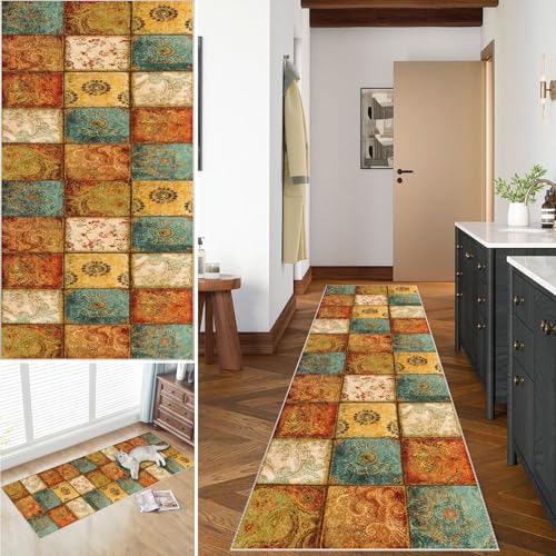 Läufer für Flur rutschfest, Küchenläufer Flurläufer, Teppich Küche Läufer Schlafzimmer Lang Läufer Teppich, Schmaler Teppich Boden-Teppichläufer für Flur, Eingangsbereich, Waschküche 70 x 350 cm von XUEGAIXIA
