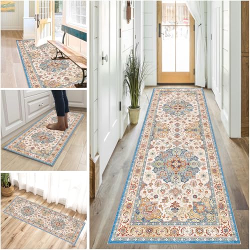 Teppich Läufer Flur Küche rutschfest Waschbar Küchenteppich Flurläufer kurzflor Korridor Teppich 60 x 430 cm Flurteppich Lange Teppichläufer Flur Kitchen Runner Teppiche für Entryway Schlafzimmer von XUEGAIXIA