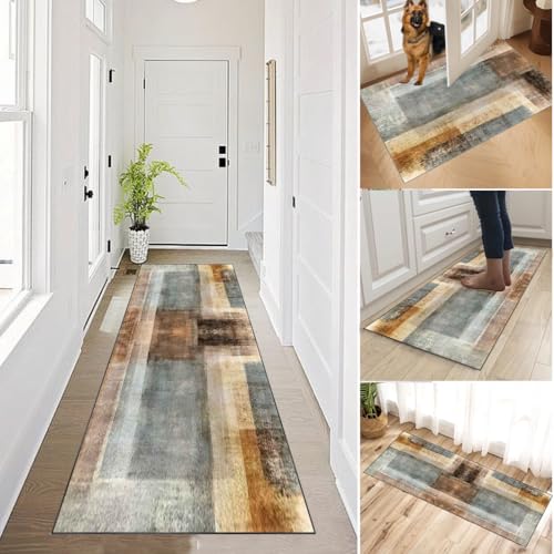 Teppich Läufer Flur Langer küchenteppich Waschbar Rutschfest Küche Läufer bettvorleger teppich wohnzimmer Flurteppich Teppichläufer für Flur Korridor Schlafzimmer Eingang Waschküche 50 x 450 cm von XUEGAIXIA