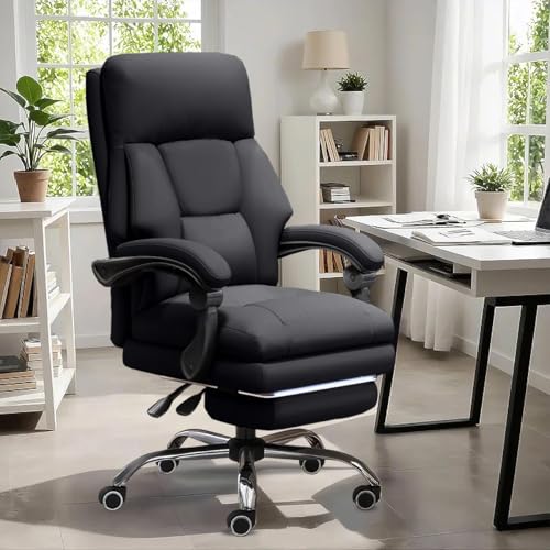 XUEGW Bürostuhl, höhenverstellbar, Chefsessel mit Fußstütze, bequemer Computerstuhl, hohe Rückenlehne, ergonomisch, Leder, Bürostühle XUEGW Bürostuhl, höhenverstellbar, Chefsessel mit Fußstütze, bequemer Computerstuhl, hohe Rückenlehne, ergonomisch, Leder, Bürostühle von XUEGW