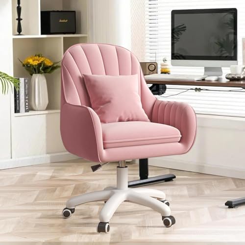 XUEGW Niedlicher Bürostuhl – Home-Computerstuhl – Verstellbarer Arbeitsstuhl – Moderner Bürodrehstuhl – Schminkstuhl mit 360° Drehfunktion – Mittelhoher Computerstuhl (Rosa) von XUEGW