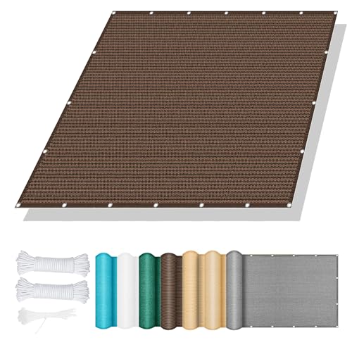 Sonnensegel 75 x 200 cm Rechteckig Atmungsaktiv 98% UV Schutz Schattierungsnetz inkl Befestigungsseile mit Ösen Seil HDPE UV Schutz Ohne Bohren für Terrasse Camping, braun von XUEHMIN