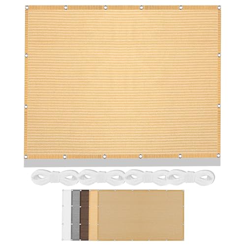 Sonnensegel Sonnenschutz 190 x 200 cm Rechteckig Atmungsaktiv Sonnenschutz Windschutz Nach Maß mit Ösen mit Ösen Ohne Bohren mit Seil für Terrasse Camping, Creme Farben von XUEHMIN