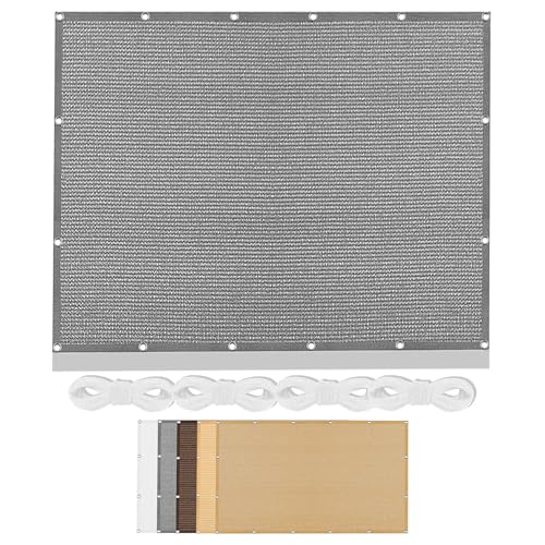 Sonnensegel Sonnenschutz 320 x 450 cm Rechteckig Atmungsaktiv Sonnenschutz Windschutz Nach Maß mit Ösen mit Ösen Ohne Bohren mit Seil für Terrasse Camping, Hellgrau von XUEHMIN