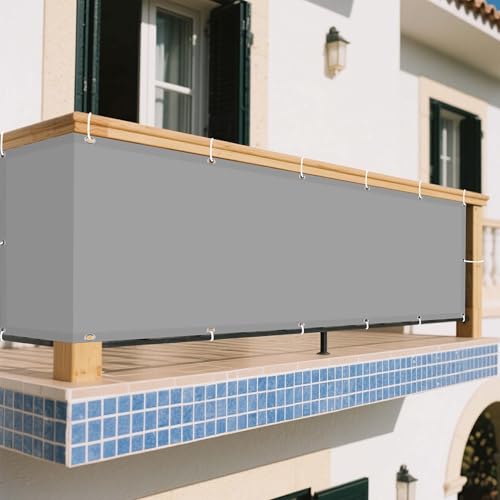 Sonnensegel Wasserdicht Rechteckig 70 x 150 cm Rechteckig Wasserdicht Sonnenschutz Windschutz Balkon Sichtschutz mit Ösen Ohne Bohren mit Seil für Terrasse Garten, Hellgrau Sonnensegel Wasserdicht Rechteckig 70 x 150 cm Rechteckig Wasserdicht Sonnenschutz Windschutz Balkon Sichtschutz mit Ösen Ohne Bohren mit Seil für Terrasse Garten, Hellgrau von XUEHMIN