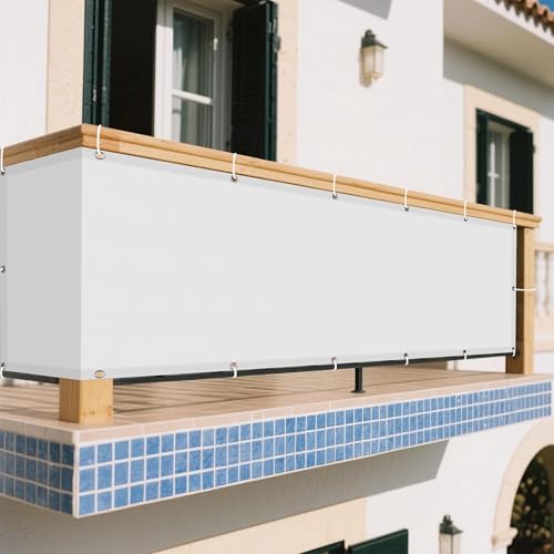 Sonnensegel Wasserdicht Rechteckig 80 x 550 cm Rechteckig Wasserdicht Sonnenschutz Windschutz Balkon Sichtschutz mit Ösen Ohne Bohren mit Seil für Terrasse Garten, Weiß Sonnensegel Wasserdicht Rechteckig 80 x 550 cm Rechteckig Wasserdicht Sonnenschutz Windschutz Balkon Sichtschutz mit Ösen Ohne Bohren mit Seil für Terrasse Garten, Weiß von XUEHMIN