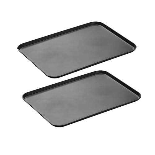 2 Stück Tablett Rechteckig Mittel Tablett Frühstückstablett Fast Food Tabletten Küche Schwarz Teetablett Schwarz Serviertablett Wiederverwendbar für Küche Café von XUEHOU