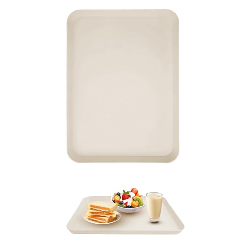 1 Stück Tablett Rechteckig Mittel Tablett Frühstückstablett Fast Food Tabletten Küche Off-White Teetablett Off-White Serviertablett Wiederverwendbar für Küche Café von XUEHOU