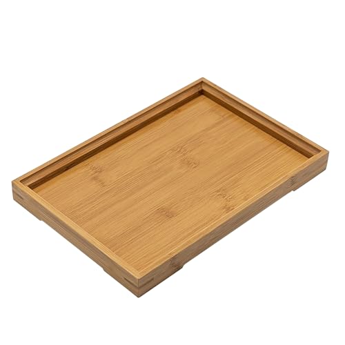 Rechteckige Serviertablett Bambus Tablett Holz Küchentablett Holztablett Bambustablett Bambusuntersetzer Servierplatten Bambus Unterteller Bamboo Serviertablett Medium Tablett 1 Stück von XUEHOU