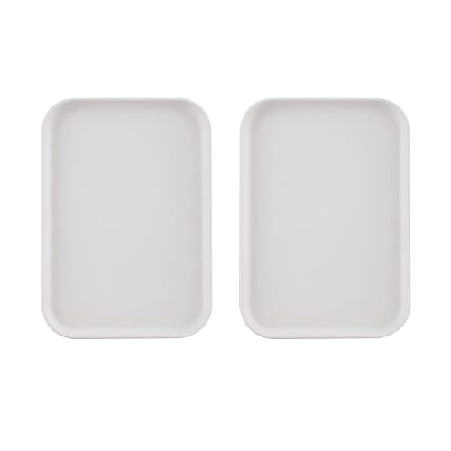 Tablett Klein Rechteckig Mini Tablett Frühstückstablett Fast Food Tablett Küche Teetablett Tablett Serviertablett Weiß Wiederverwendbar für Küche Café 2 Stück von XUEHOU