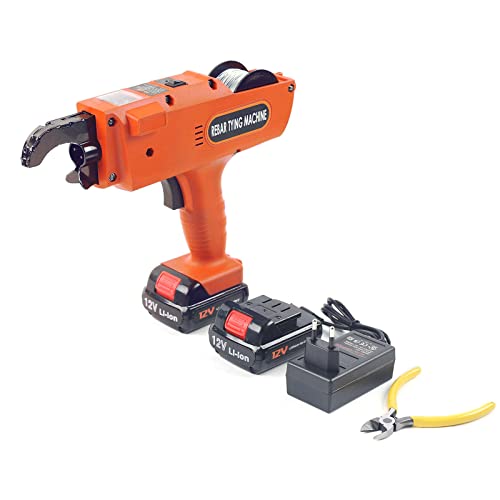 12V Elektrische Rebar Bindemaschine, Rebar Tying Bindemaschine mit Aufbewahrungsbox 2 Lithium Ionen Batterien Knotendrahtlänge 300-500mm (Orange) von XUEMANSHOP