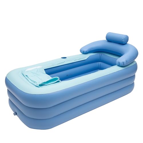 Adult Foldable Inflatable Bathtub, 43cm X 75cm Portable Spa mit Aufblasbares Kissen, Abflussrohr, Maximale Tragfähigkeit 85kg für Erwachsene und Kinder von XUEMANSHOP