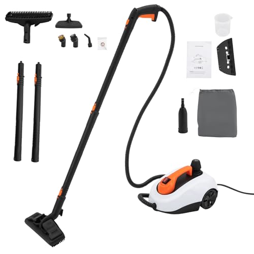 Dampfreiniger, 1800W Mehrzweck-Dampfreiniger Handgerät mit 16 Zubehörteilen, 1.6L, Maximaler Druck 5bar, Schnelles Trocknen, für Tapeten, Boden, Teppich,Sofa, Auto von XUEMANSHOP