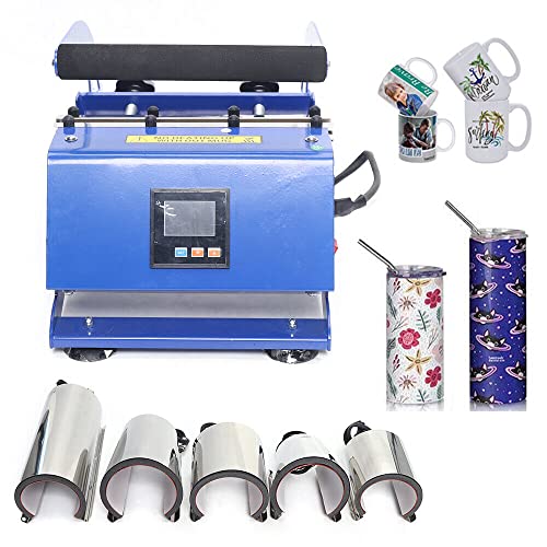 XUEMANSHOP Tassenpresse, 600W Sublimationspresse mit 6 Untersetzer, 0-200℃ Heisspresse Tragbare Tassenpresse Maschine von XUEMANSHOP