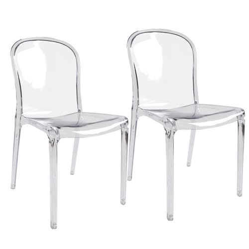 Multicolor Stühle Für Party,Esszimmerstühle 4er Set,Acryl Kristall Küchenstühle,Einteiliger Transparenter Stuhl,Hohe Tragfähigkeit Geeignet Für Esszimmer, Empfangsräume, Kaffeehäuser(Clear,Set Of 2) von XUEMML