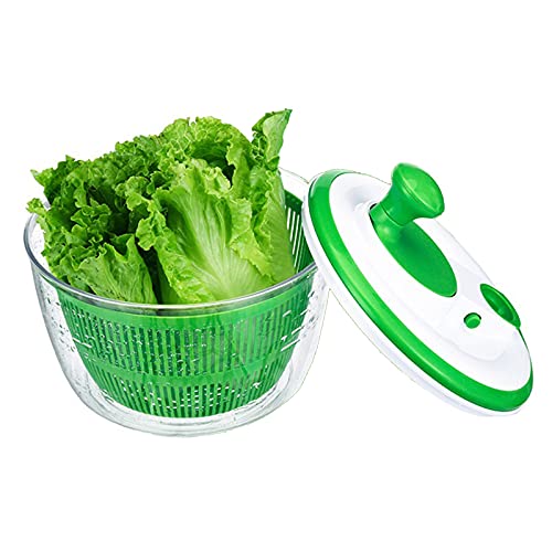 Trockner manuelle Salatschleuder, 5 l große Kapazität Salatschleuder for Obst und Gemüse mit freier, einfacher Drehung for schmackhaftere Salate und schnellere Zubereitung von Speisen in der Küche von XUENNUI