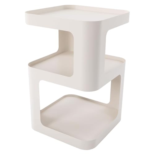 XUEQIZHENG Couchtisch, 3-stufiger moderner Beistelltisch aus schwarzem Metall, platzsparender Nachttisch for Wohnzimmer, Schlafzimmer, Büro für Wohnzimmer, Schlafzimmer, Büro(White) von XUEQIZHENG
