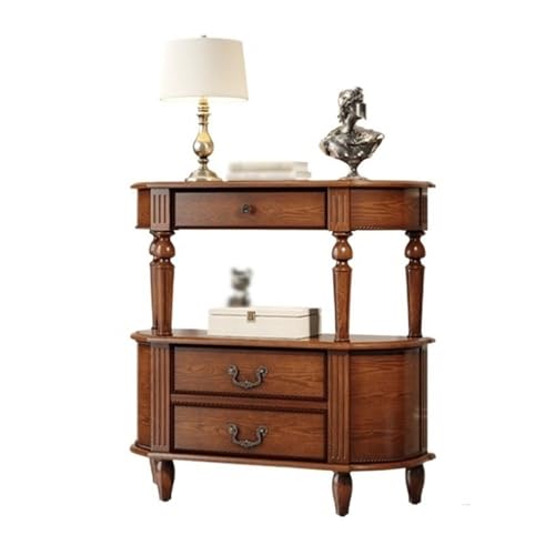 XUEQIZHENG Eingangsbereich Tisch Home Decor, Bauernhaus-Konsolentisch mit 3 Schubladen, rustikaler Eingangstisch aus Holz(Brown,S) von XUEQIZHENG