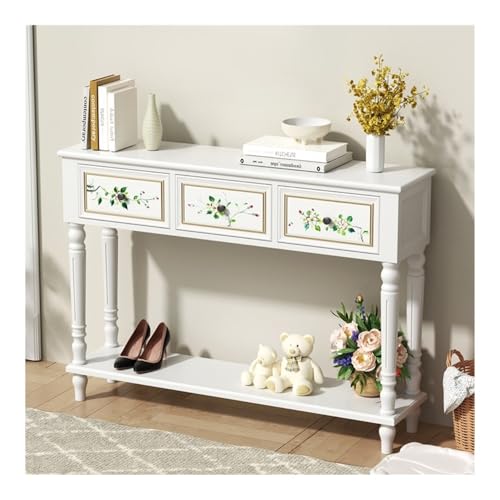 XUEQIZHENG Eingangsbereich Tisch Home Decor, Eingangsschrank aus Massivholz, dekorativer Langer Tisch for den Flur im Wohnzimmer(White) von XUEQIZHENG