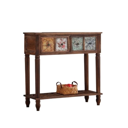 XUEQIZHENG Eingangsbereich Tisch Home Decor, Rustikaler Eingangsschrank aus Massivholz mit Stauraum, Wohnzimmer-Trennwandregal(80.5cm) von XUEQIZHENG