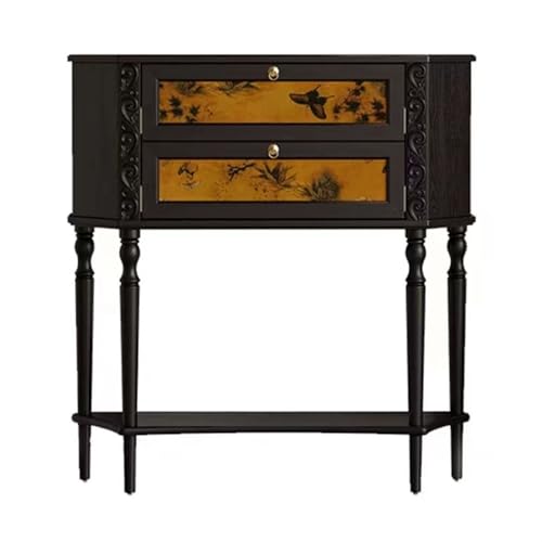 XUEQIZHENG Eingangsbereich Tisch Home Decor, Schwarzer schmaler Konsolentisch mit 2 Schubladen und Ablage for den Eingangsbereich XUEQIZHENG Eingangsbereich Tisch Home Decor, Schwarzer schmaler Konsolentisch mit 2 Schubladen und Ablage for den Eingangsbereich von XUEQIZHENG