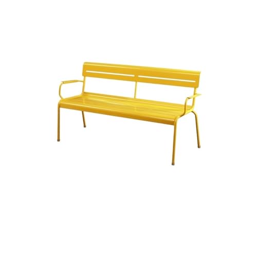 XUEQIZHENG Gartenbank im Freien, Aluminiumbank for den Außenbereich, wasserdichter Loungesessel for den Terrassengarten mit Rückenlehne(Yellow,140cm) von XUEQIZHENG